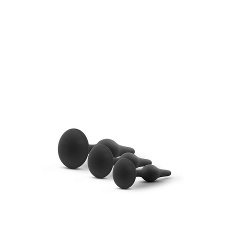 Zestaw korków analnych Beginner Plug Kit, czarny - 3 stopniowane rozmiary, silikon platynowy, szeroka podstawa stabilizująca, 8, - 4