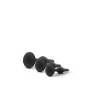 Zestaw korków analnych Beginner Plug Kit, czarny - 3 stopniowane rozmiary, silikon platynowy, szeroka podstawa stabilizująca, 8, - 4