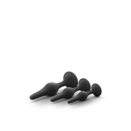 Zestaw korków analnych Beginner Plug Kit, czarny - 3 stopniowane rozmiary, silikon platynowy, szeroka podstawa stabilizująca, 8, - 5