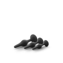Zestaw korków analnych Beginner Plug Kit, czarny - 3 stopniowane rozmiary, silikon platynowy, szeroka podstawa stabilizująca, 8, - 5