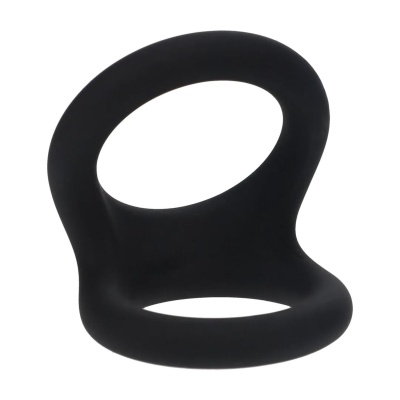 Double O Silicone Cockring - L - Black - 1