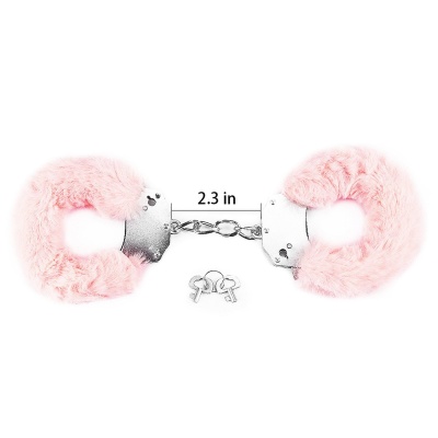 Kajdanki Fetish Pleasure Fluffy 19 cm, różowe - 1 2