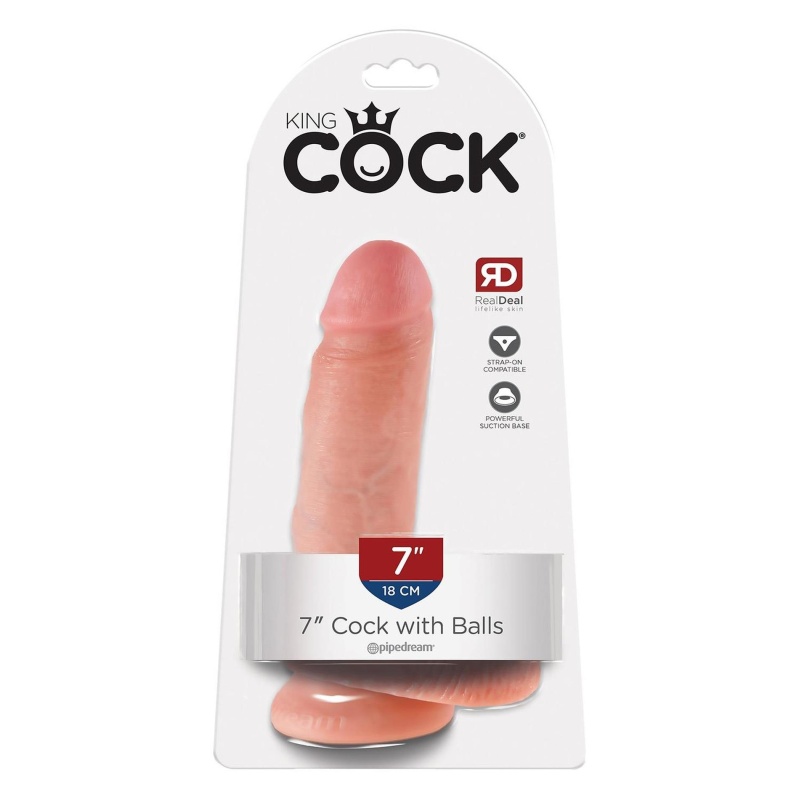 Realistyczne dildo 7 Inch with Balls Light z przyssawką i jądrami, 17,8 cm - 5
