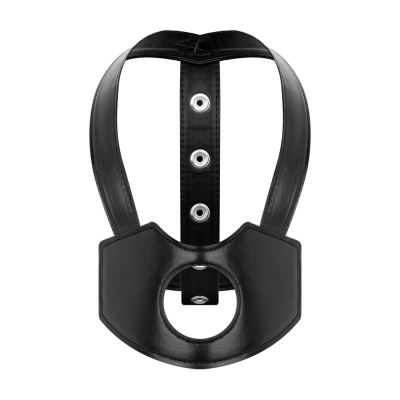 Regulowany Harness Nagłowny Head Strap-On Black - Otwór Montażowy, PU i Żelazo, 81 cm - 1