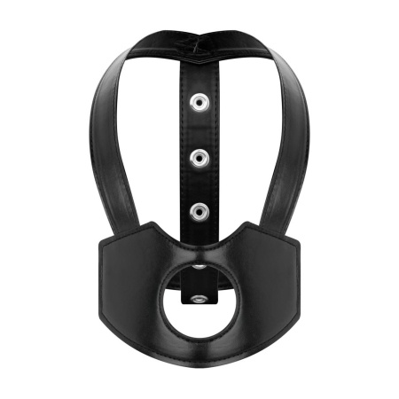 Regulowany Harness Nagłowny Head Strap-On Black - Otwór Montażowy, PU i Żelazo, 81 cm - 1