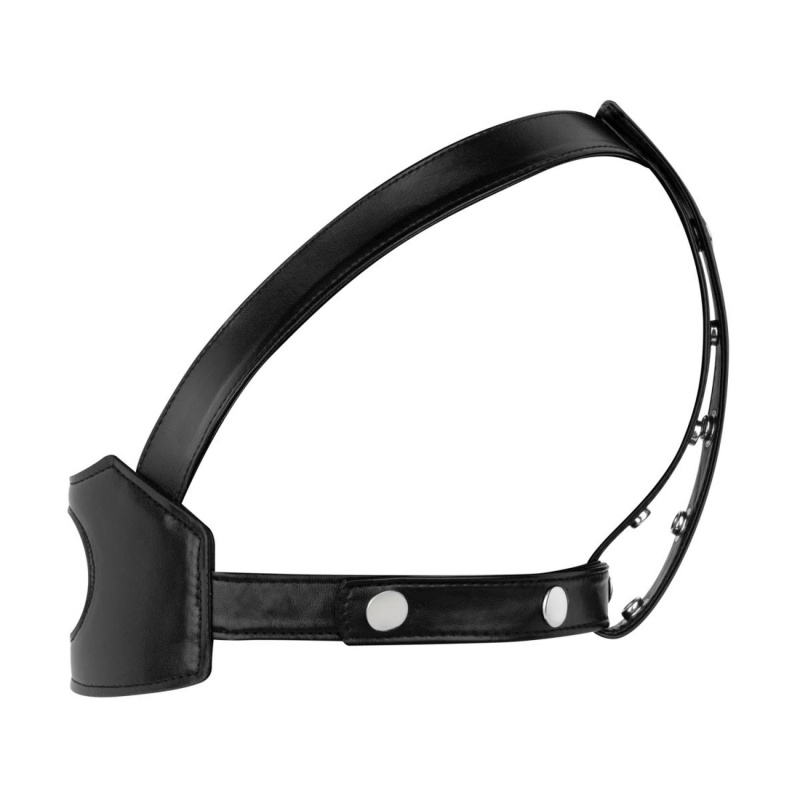Regulowany Harness Nagłowny Head Strap-On Black - Otwór Montażowy, PU i Żelazo, 81 cm - 2