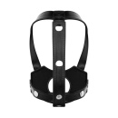 Regulowany Harness Nagłowny Head Strap-On Black - Otwór Montażowy, PU i Żelazo, 81 cm - 3