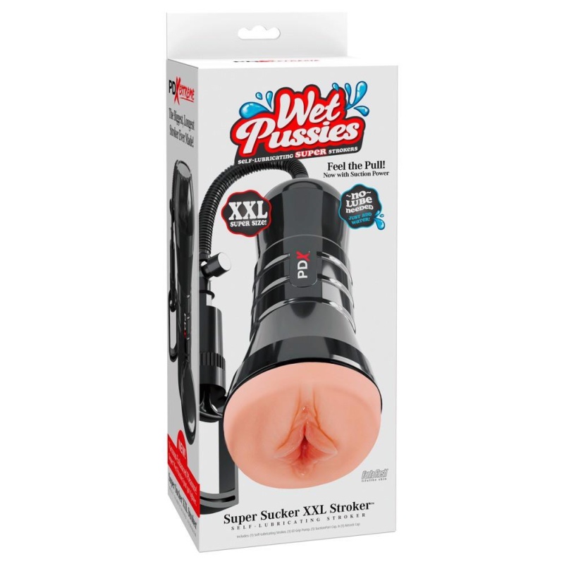 Masturbator Super Sucker XXL Light – regulowana pompa próżniowa, długość 27,3 cm - 1