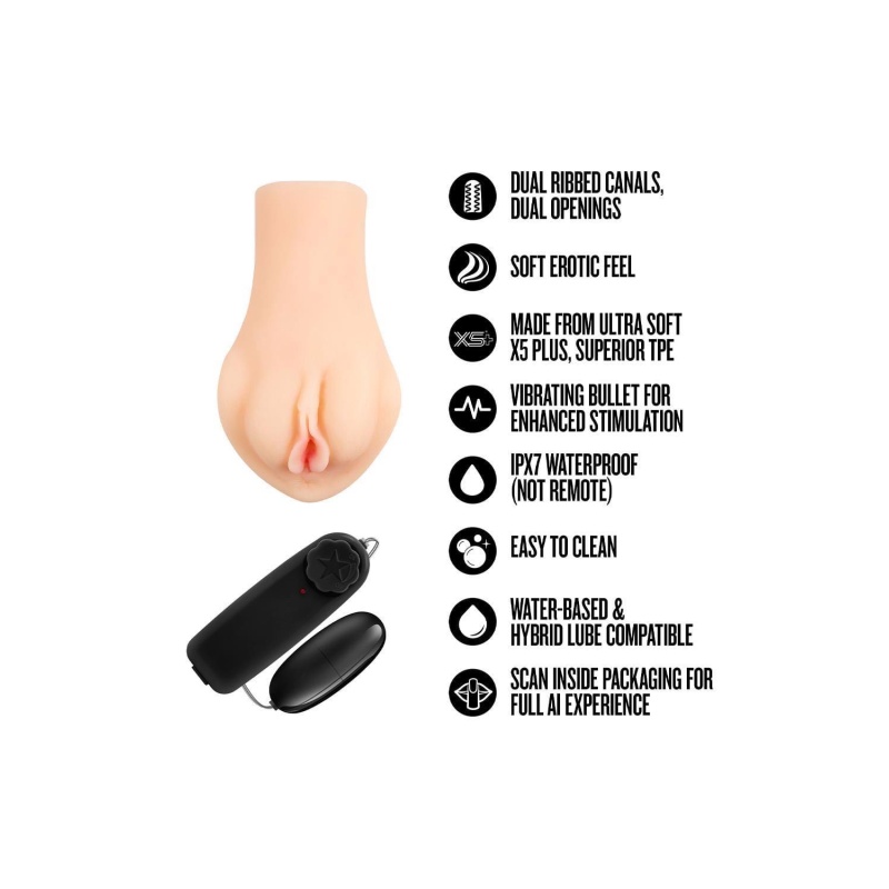 Masturbator EnLust Melanie - podwójne wejścia, wibrująca kulka, długość 16,5 cm - 5