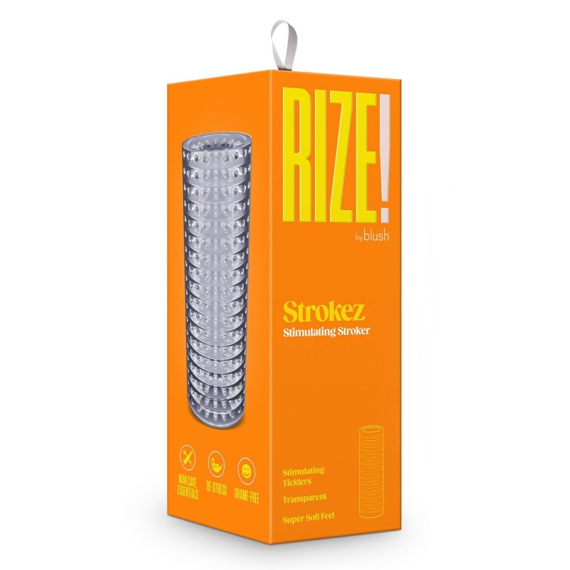 Masturbator Strokez Clear TPE o żebrowanej strukturze, otwarty, 13,9 cm - 1