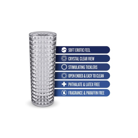 Masturbator Strokez Clear TPE o żebrowanej strukturze, otwarty, 13,9 cm - 4
