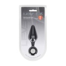 Silicone Anal Plug with Loop - M - Black - 2