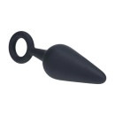Silicone Anal Plug with Loop - M - Black - 4