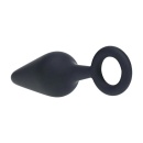 Silicone Anal Plug with Loop - M - Black - 5
