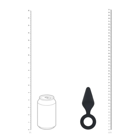 Silicone Anal Plug with Loop - M - Black - 6