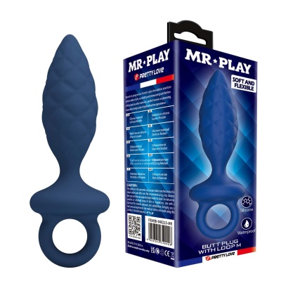 Korek analny Butt Plug with Loop Size M - teksturowany, 15,3 cm - 1