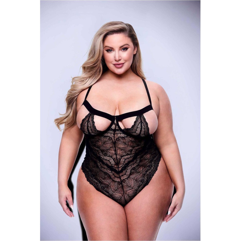 SEXY STRAPPY LACE TEDDY BLACK, QUEEN - 2