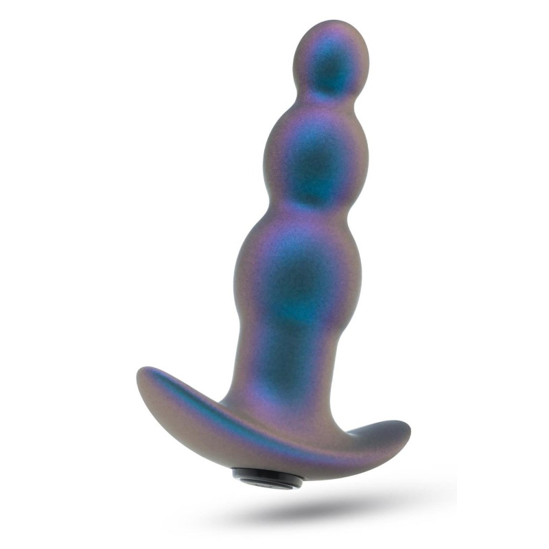 Korek analny Matrix Expedition Plug Lunar Blue - wibrujący, trójkulowy, silikon platynowany Puria®, 12 cm - 3