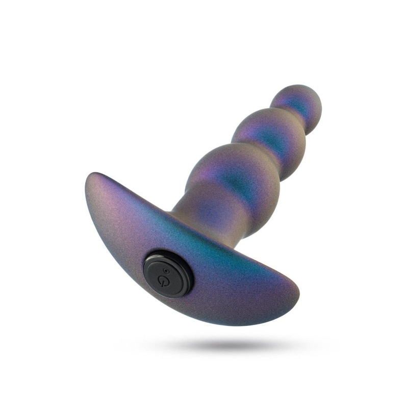 Korek analny Matrix Expedition Plug Lunar Blue - wibrujący, trójkulowy, silikon platynowany Puria®, 12 cm - 5