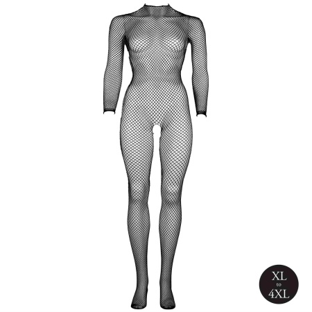 Bodystocking with fishnet structure, open crotch and turtle neck. - 8