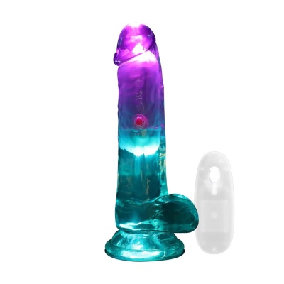 LED Vibrating Straight Cock with Balls - 15 cm - Transparent - 1