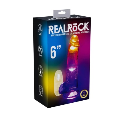 LED Vibrating Straight Cock with Balls - 15 cm - Transparent - 1 2