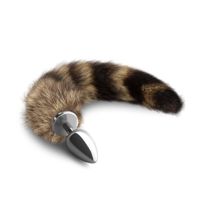 Analny plug metalowy Foxy Silver z ogonem 6 cm srebrny - 1