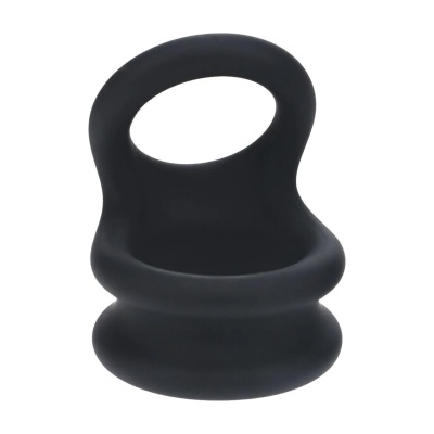 Wide Double O Silicone Cockring - L - Black - 1