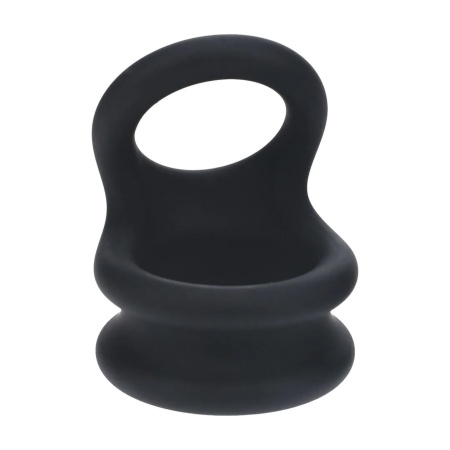 Wide Double O Silicone Cockring - L - Black - 1