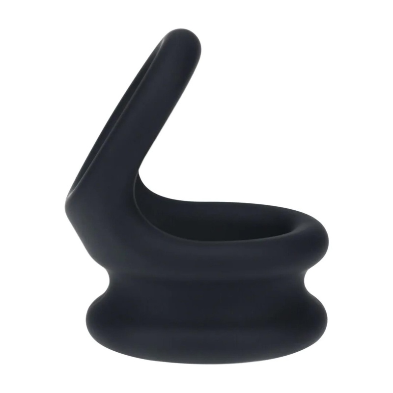 Wide Double O Silicone Cockring - L - Black - 4
