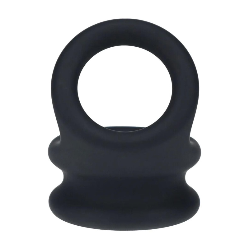 Wide Double O Silicone Cockring - L - Black - 5