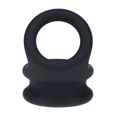 Wide Double O Silicone Cockring - L - Black - 5