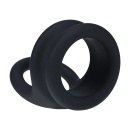 Wide Double O Silicone Cockring - L - Black - 6