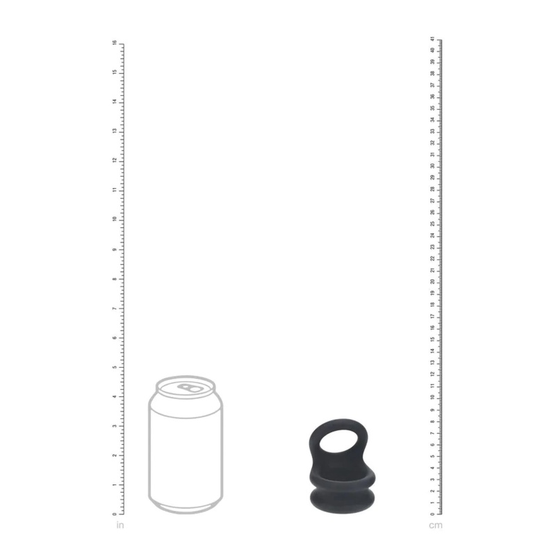 Wide Double O Silicone Cockring - L - Black - 7