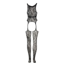 Lace Suspender Bodystocking with Round Neck - One Size - 8