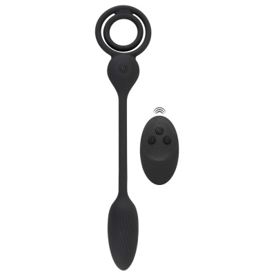 Pierścień erekcyjny z korkiem analnym Rebel Cock & Ball Ring RC – wibrujący korek 6,5 cm, długość całkowita 24,6 cm, 10 trybów w - 1 2