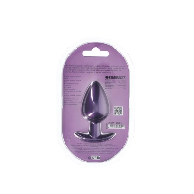 Smooth Silicone Anal Plug - Large - 3.5" / 8,9 cm - Metallic Purple - 1 2