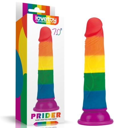Dildo Prider 17,8 cm Tęczowy z Przyssawką - 1
