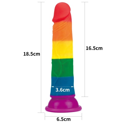 Dildo Prider 17,8 cm Tęczowy z Przyssawką - 1 2