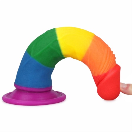 Dildo Prider 17,8 cm Tęczowy z Przyssawką - 8