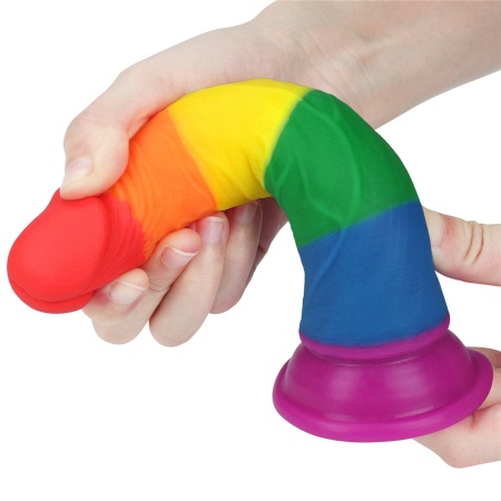 Dildo Prider 17,8 cm Tęczowy z Przyssawką - 10