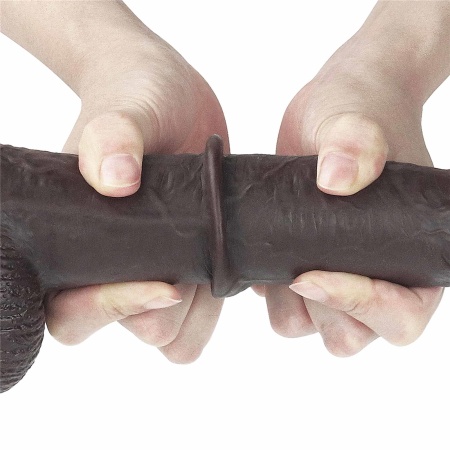 Dildo z ruchomą skórą Sliding Skin 22,9 cm czarne - 15