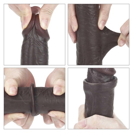 Dildo z ruchomą skórą Sliding Skin 22,9 cm czarne - 18