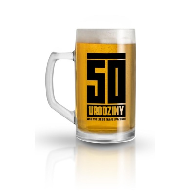 Kufel piwny 500 ml na 50. urodziny – śmieszny prezent z napisem - 1