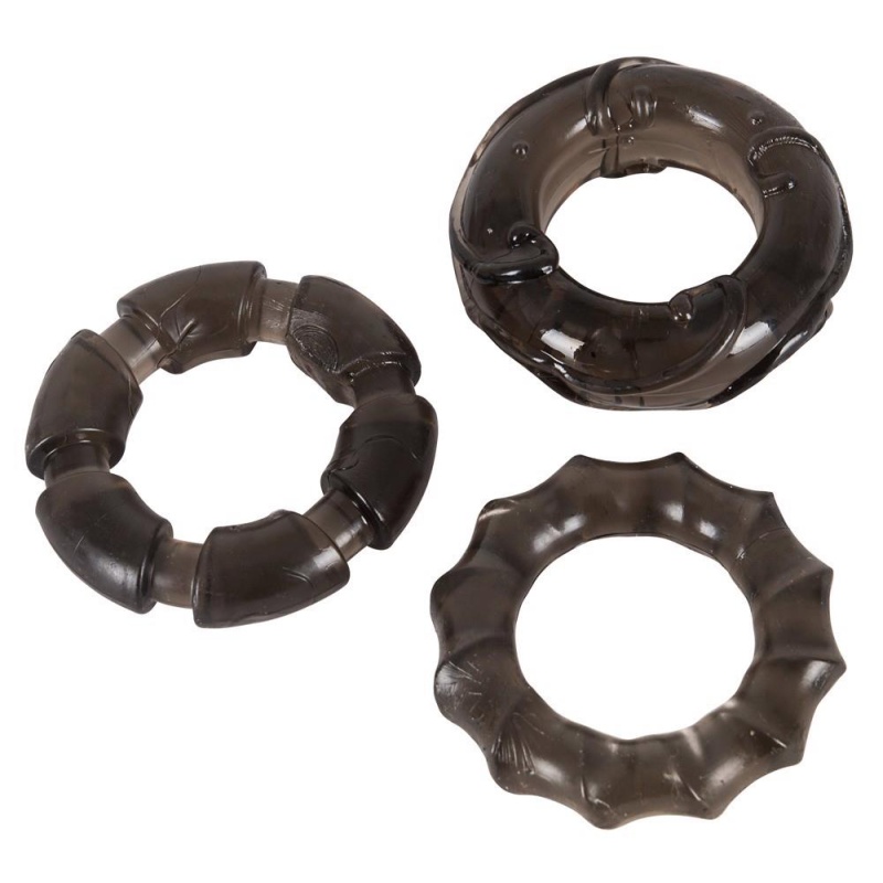 Elastyczne pierścienie na penisa Stretchy Cock Rings smoke z TPE, 3 szt., Ø 2,4–2,6 cm - 2