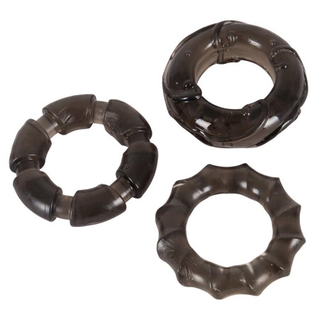Elastyczne pierścienie na penisa Stretchy Cock Rings smoke z TPE, 3 szt., Ø 2,4–2,6 cm - 2