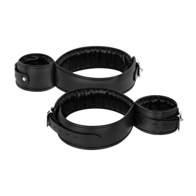Bedroom Fantasies - Thigh and Wrist Strap Bondage Black - 1