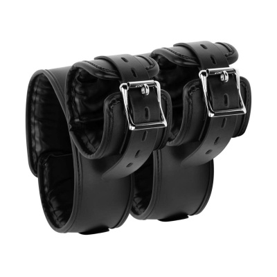 Bedroom Fantasies - Thigh and Wrist Strap Bondage Black - 1 2
