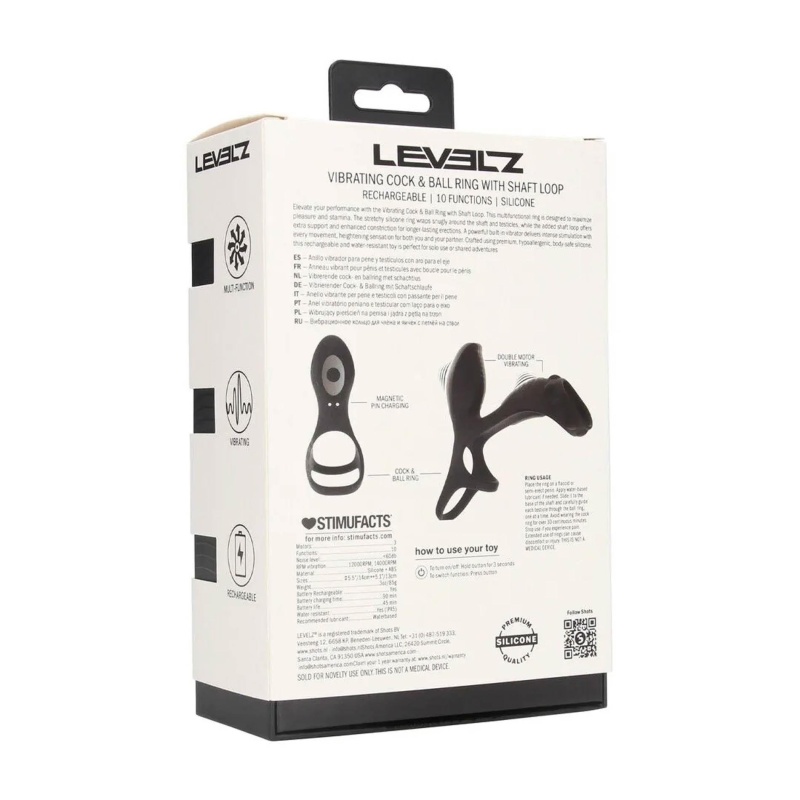 Vibrating Silicone Cock and Ball Ring with Shaft Loop - Black - 3