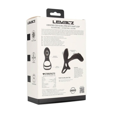 Vibrating Silicone Cock and Ball Ring with Shaft Loop - Black - 3